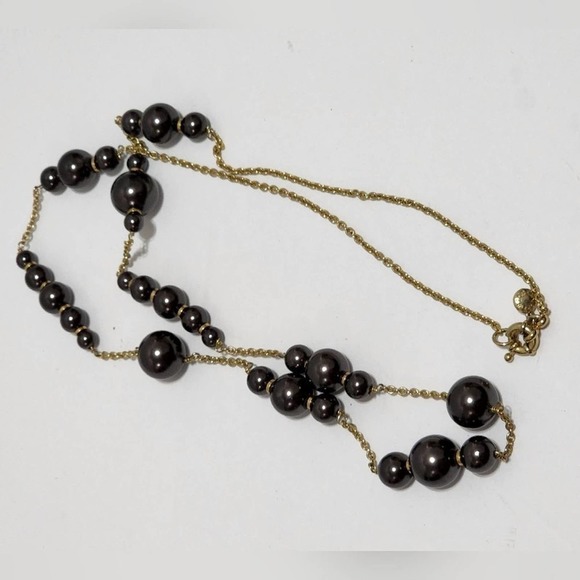 J. CREW gold blue beaded long necklace - Picture 1 of 7